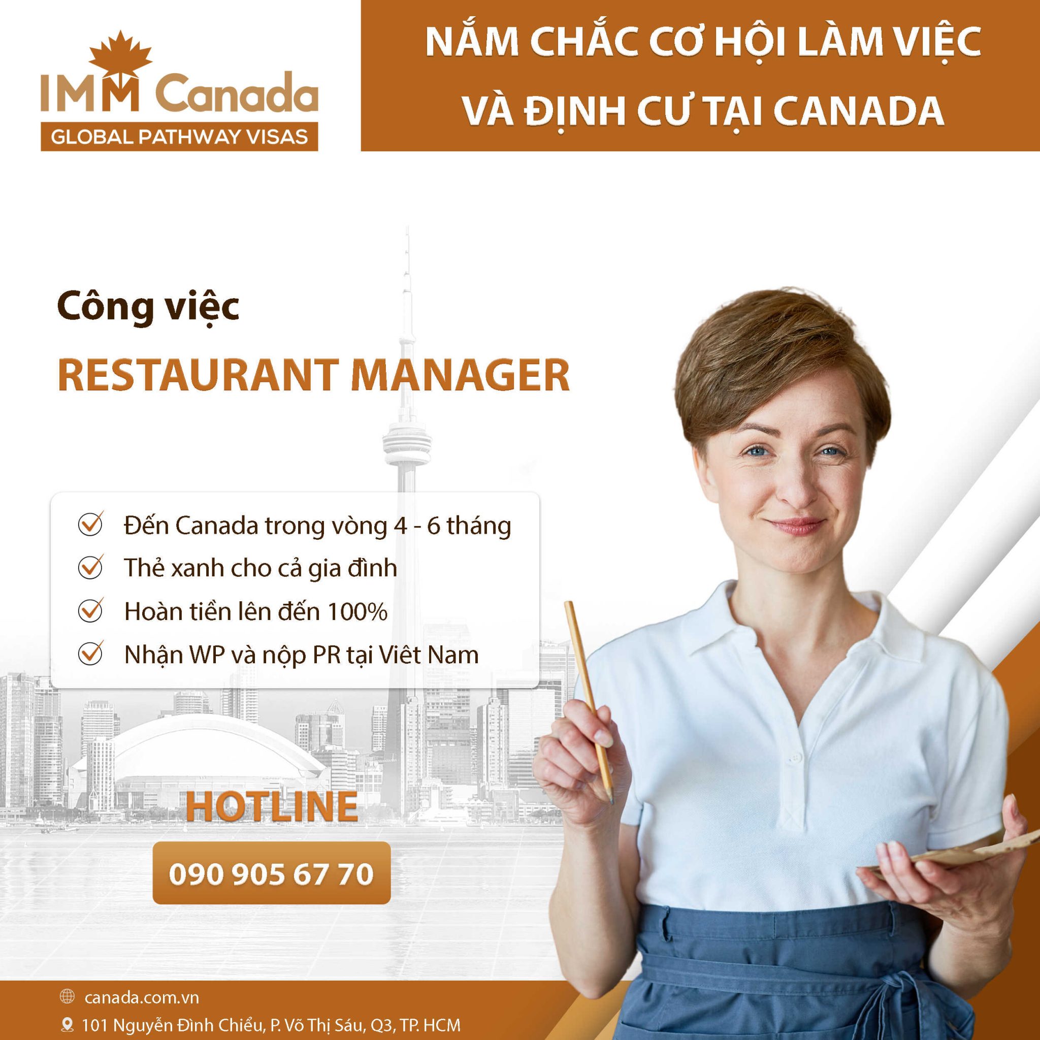 Định cư Canada diện tay nghề lĩnh vực F&B - Restaurant Manager